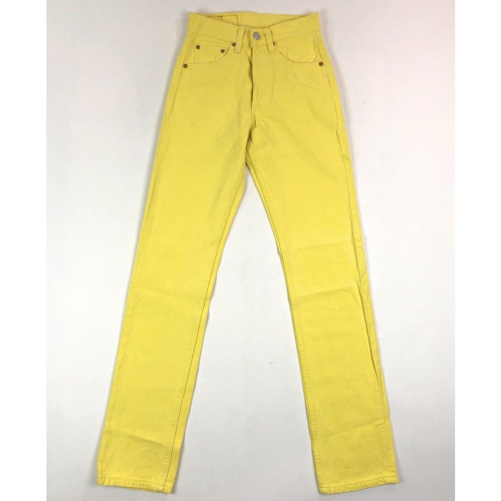 Levis 501 For Women 24x32 Yellow Jeans VTG Button Fly Straight Leg Made In USA